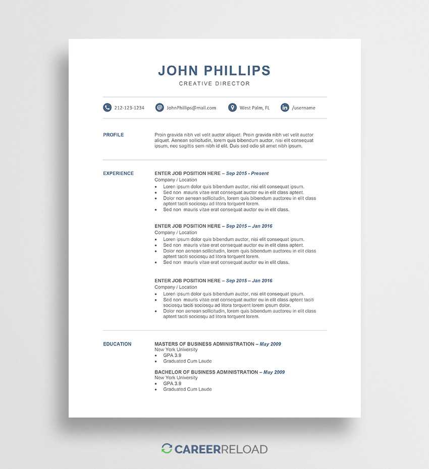 Free Modern Resume Template – John – Career Reload Inside Free Downloadable Resume Templates For Word