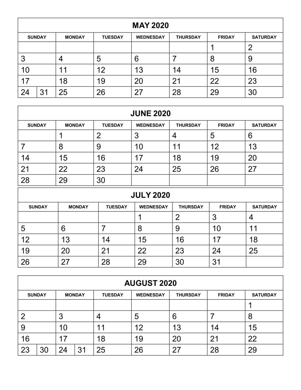 Free Printable Calendar Templates 2020 For Kids In Home with regard to ...