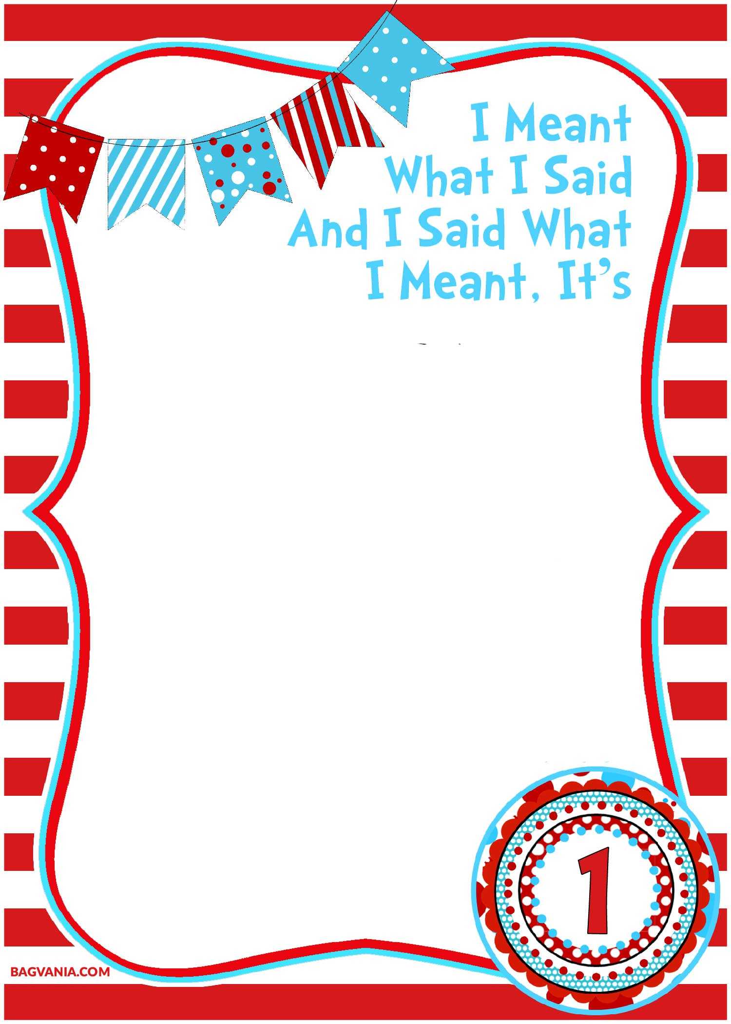 Free Printable Dr.seuss – Cat In The Hat Invitation Template Throughout Blank Cat In The Hat Template