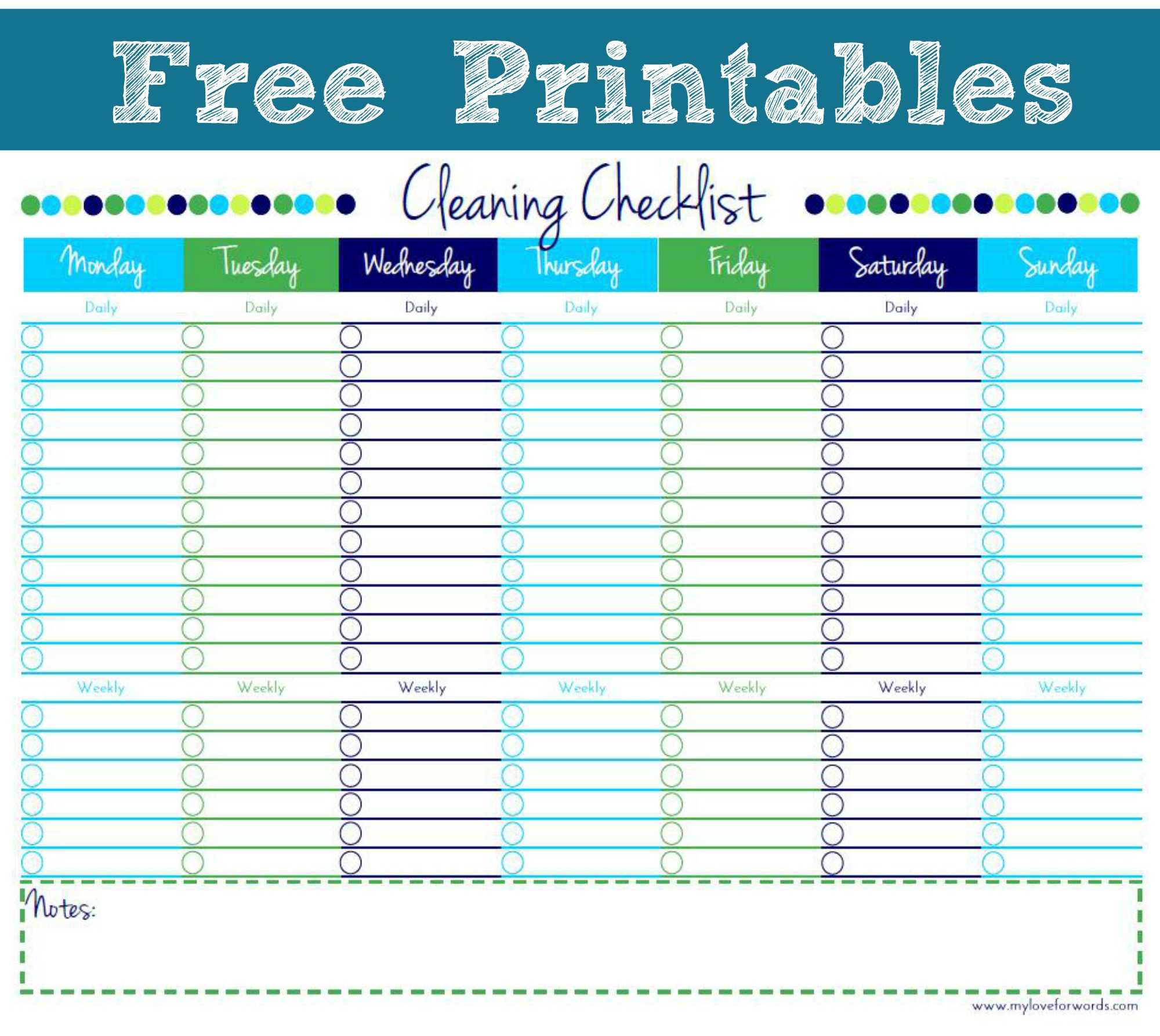 Free Printable Personal House Cleaning Checklist Template Regarding Blank Cleaning Schedule Template