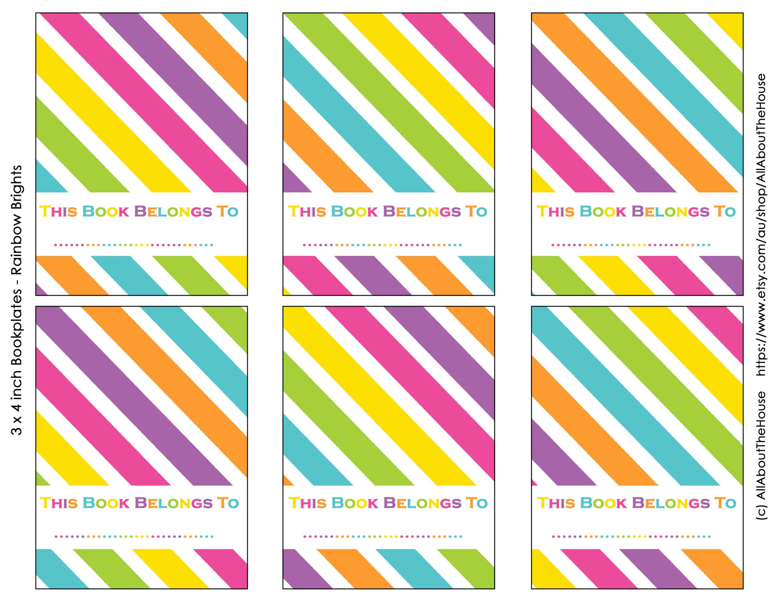 Free Printable Rainbow Bookplate Labels – All About Planners In Bookplate Templates For Word