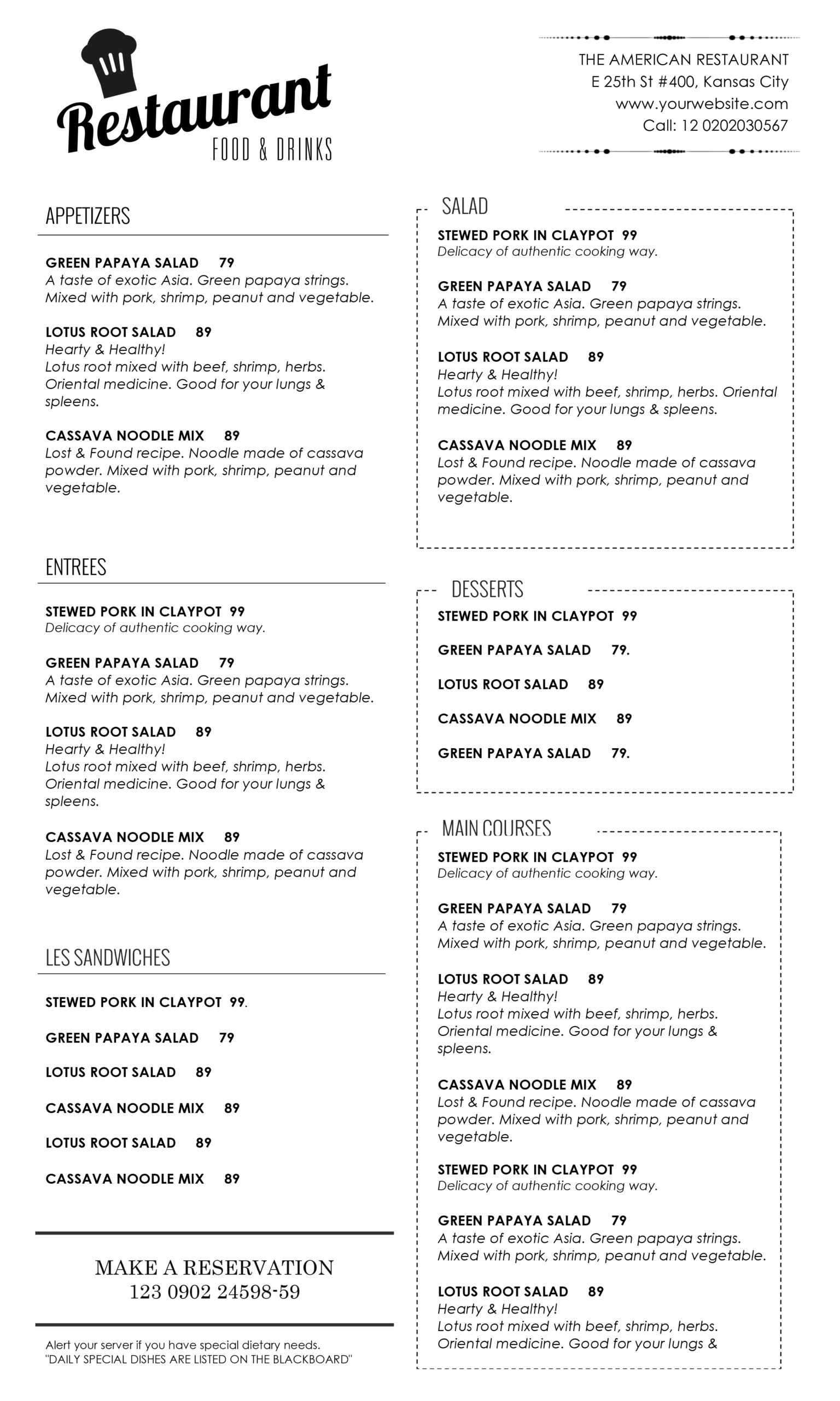 Free Printable Restaurant Menu Templates – Zohre With Regard To Free Cafe Menu Templates For Word