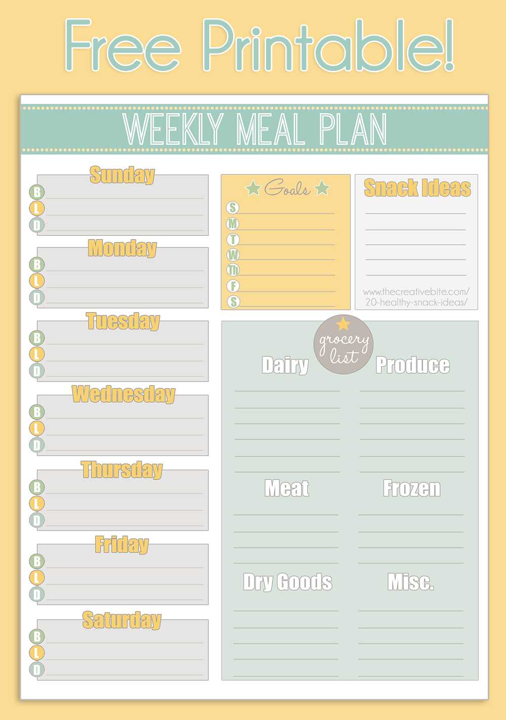 Free Printable Weekly Meal Planner + Calendar Intended For Blank Meal Plan Template