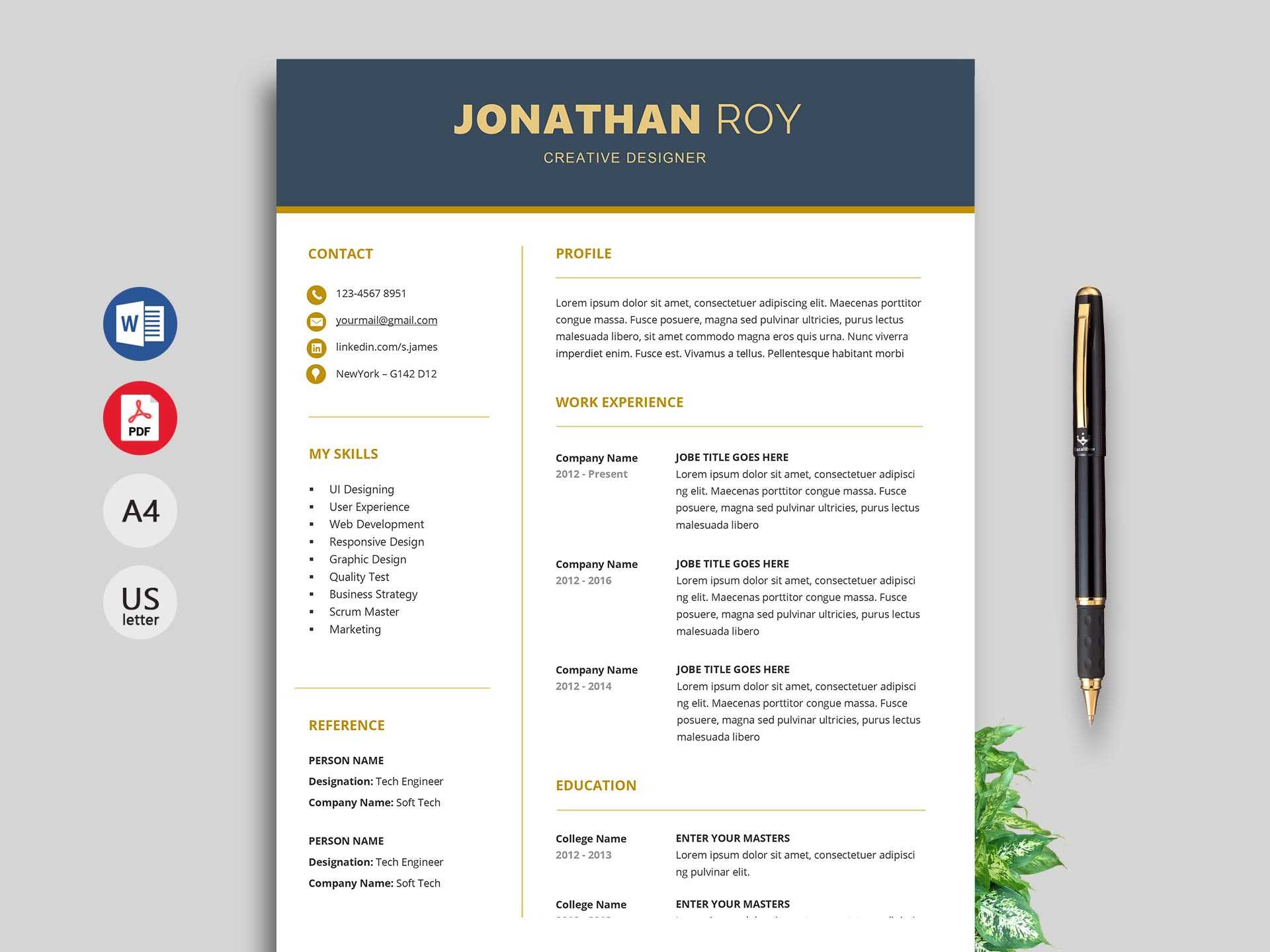Free Simple Resume & Cv Templates Word Format 2020 | Resumekraft Throughout How To Get A Resume Template On Word