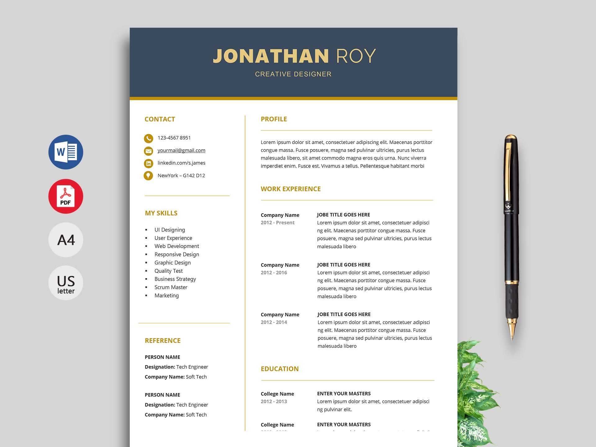 Free Simple Resume & Cv Templates Word Format 2020 | Resumekraft With Regard To Free Basic Resume Templates Microsoft Word