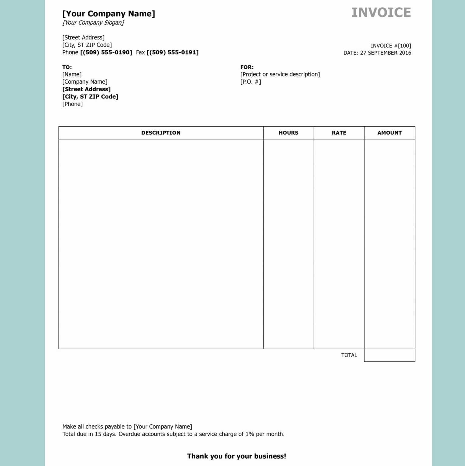 Word Invoice Template | Free To Download | Invoice Simple inside Free ...