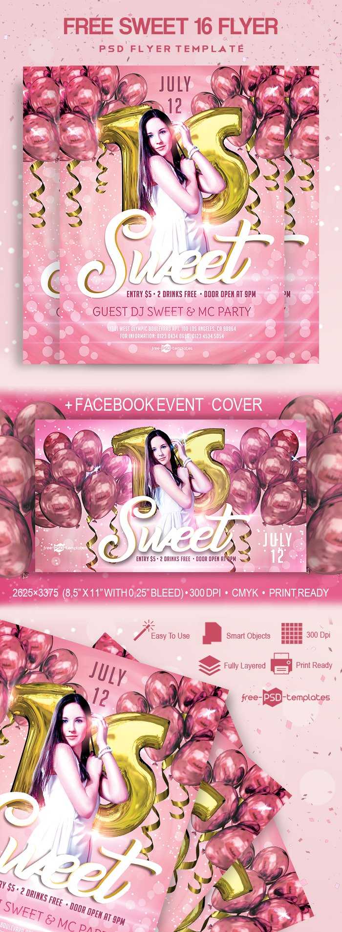 Free Sweet 16 Flyer In Psd | Free Psd Templates For Sweet 16 Banner Template