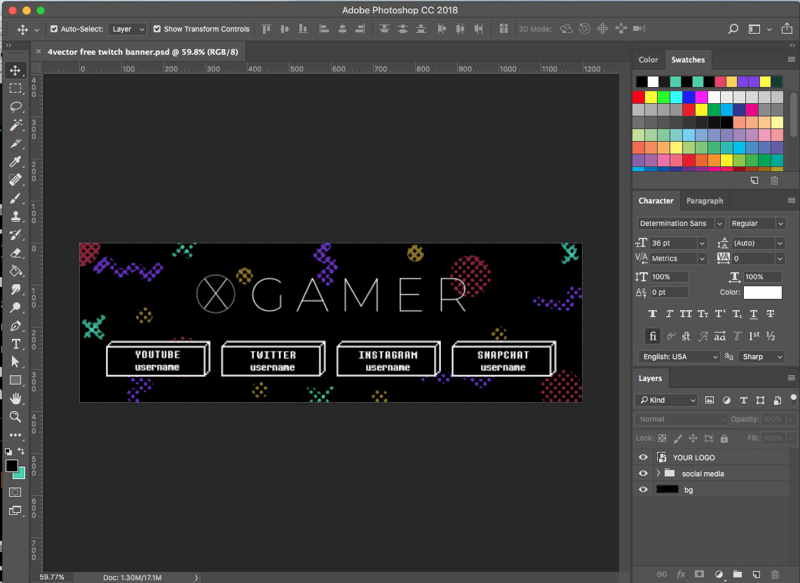 Free Twitch Banner Template In Psd (And How To) / 4Vector Regarding Adobe Photoshop Banner Templates