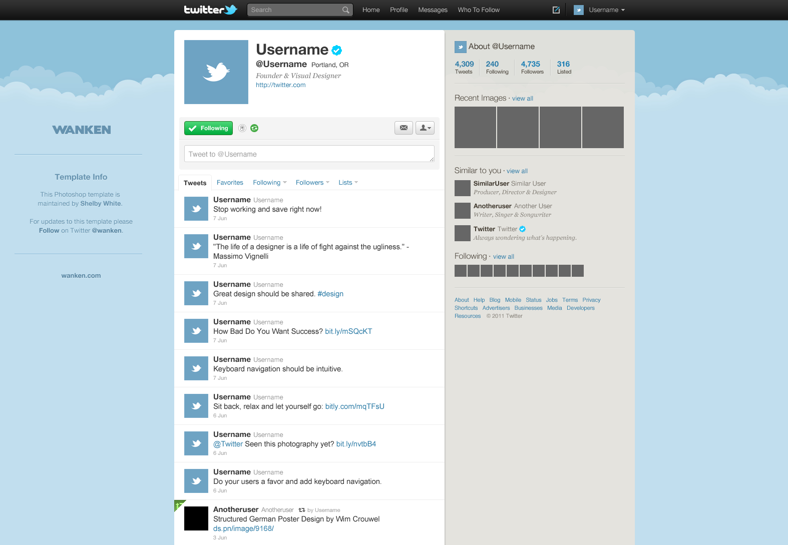 Free Twitter Gui Psd — Smashing Magazine In Blank Twitter Profile Template