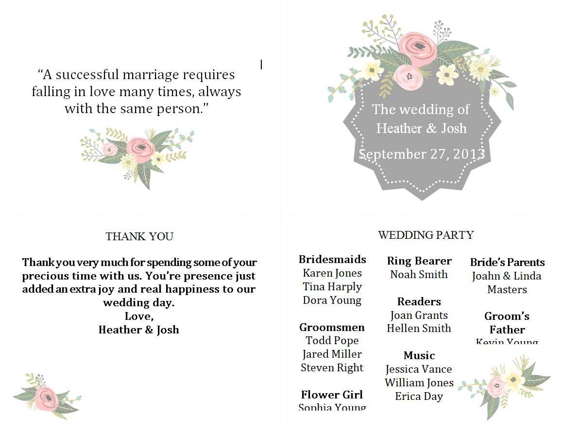 Free Wedding Program Templates You Can Customize Regarding Free Printable Wedding Program Templates Word