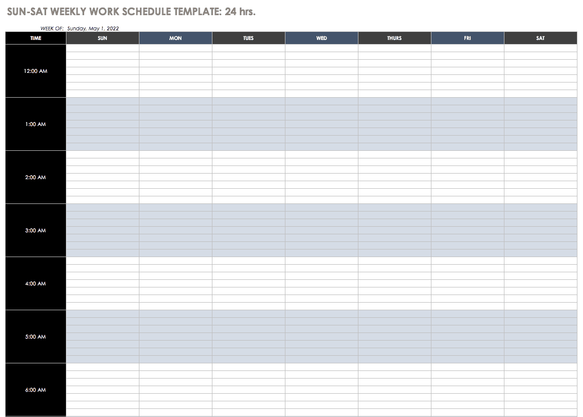 Free Work Schedule Templates For Word And Excel |Smartsheet With Regard To Blank Monthly Work Schedule Template