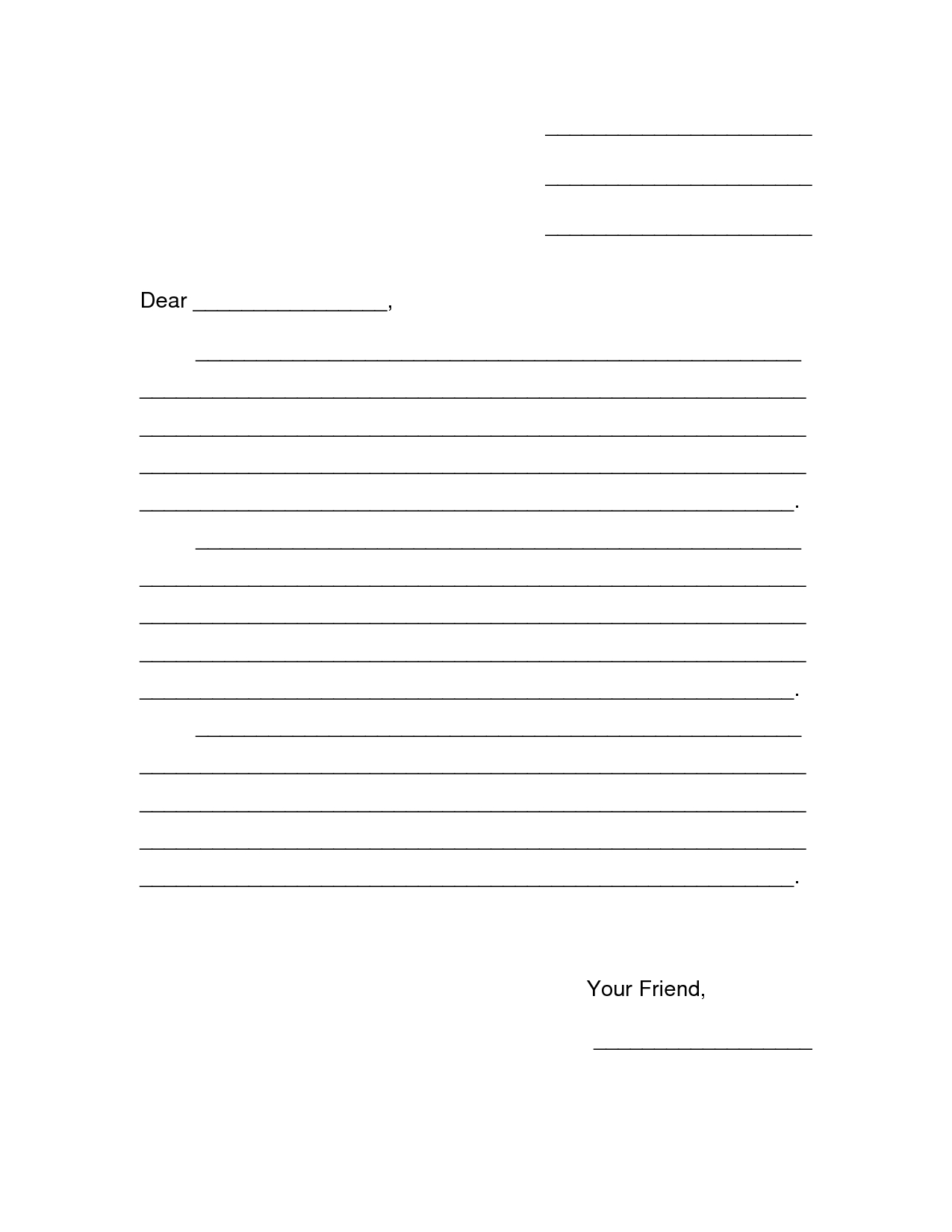 Friendly Letter Template Pdf ] – Free Friendly Letter Inside Blank Letter Writing Template For Kids