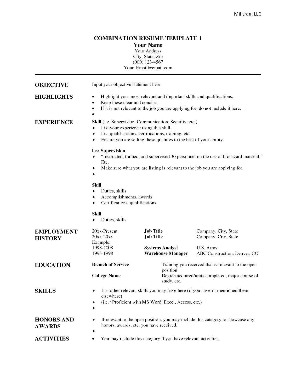 Functional Resume Template Google Docs Cv Mila Friedman Within Combination Resume Template Word