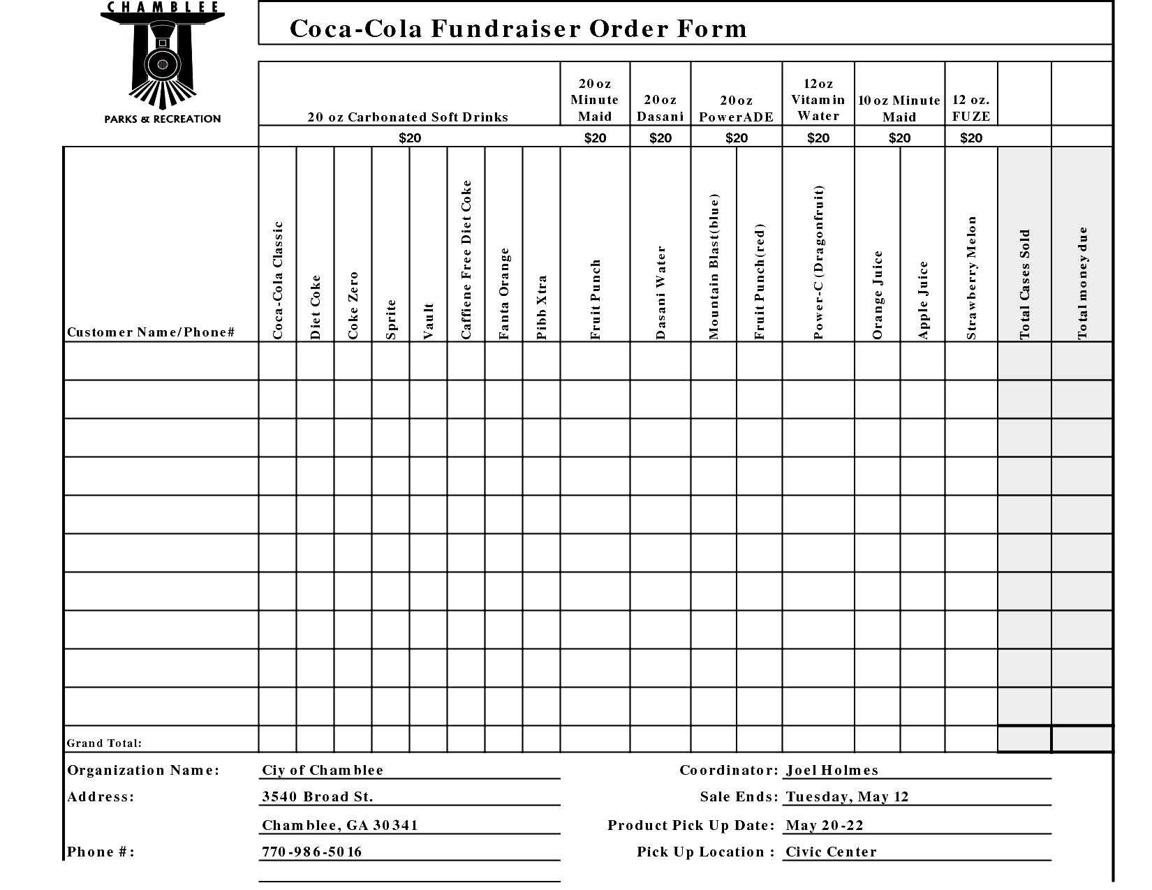 Fundraiser Order Form Templates – Word Excel Pdf Formats In Blank Fundraiser Order Form Template