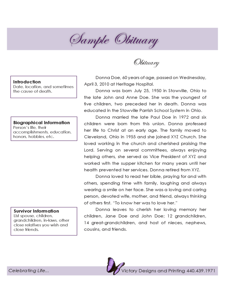 Funeral Obituary Template – 5 Free Templates In Pdf, Word Pertaining To Obituary Template Word Document