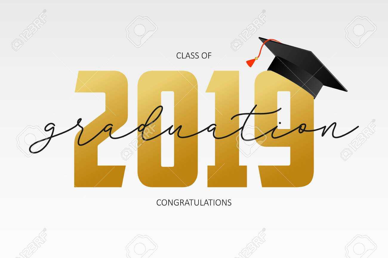 Graduating Card Template. Class Of 2019 – Banner With Gold Numbers.. For Graduation Banner Template