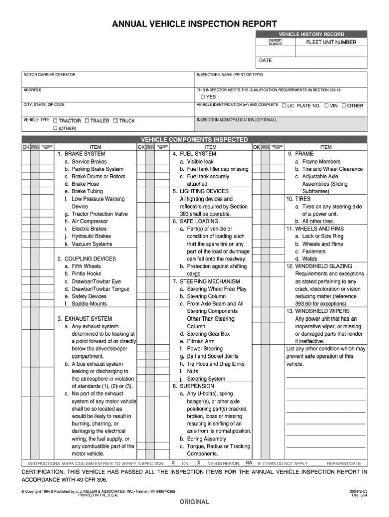 Heavy Vehicle Federal Annaul Insperction Form – Fill Online Inside ...