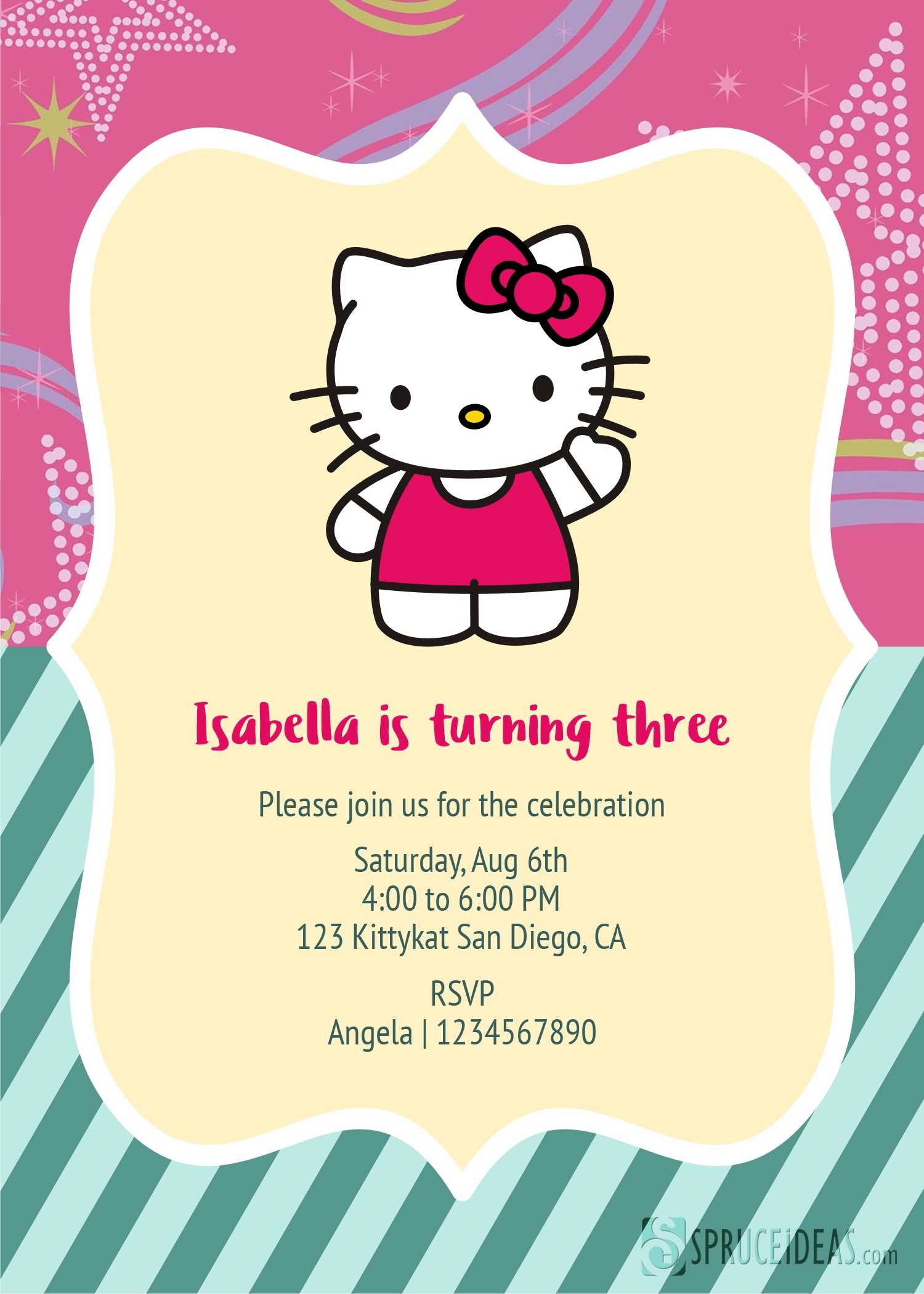 Hello Kitty Birthday Invitations Free Printable - Mahre Intended For Hello Kitty Birthday Banner Template Free