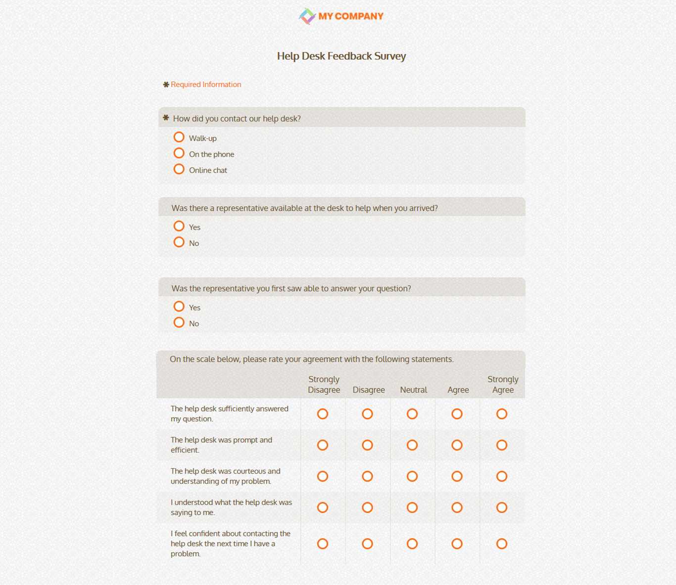 Help Desk Feedback Survey Template [13 Questions] | Sogosurvey Pertaining To Customer Satisfaction Report Template