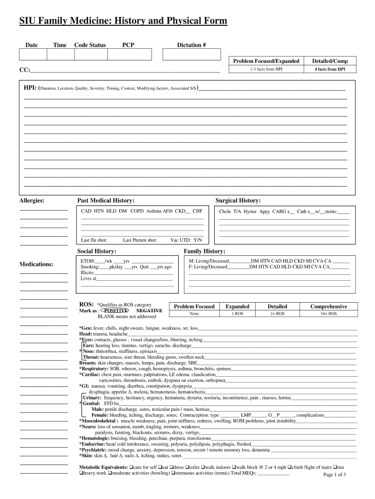 History And Physical Template – Fill Online, Printable Intended For History And Physical Template Word