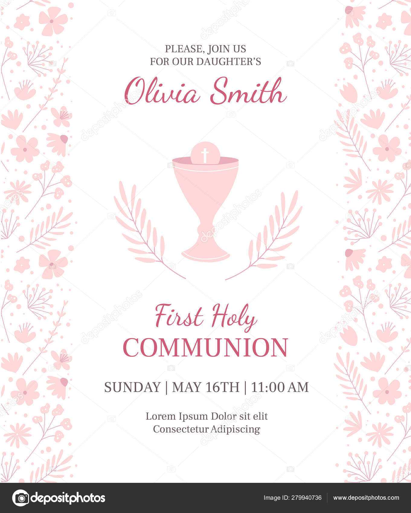 Holy Communion Invitation Design Template. Christianity Regarding First Holy Communion Banner Templates