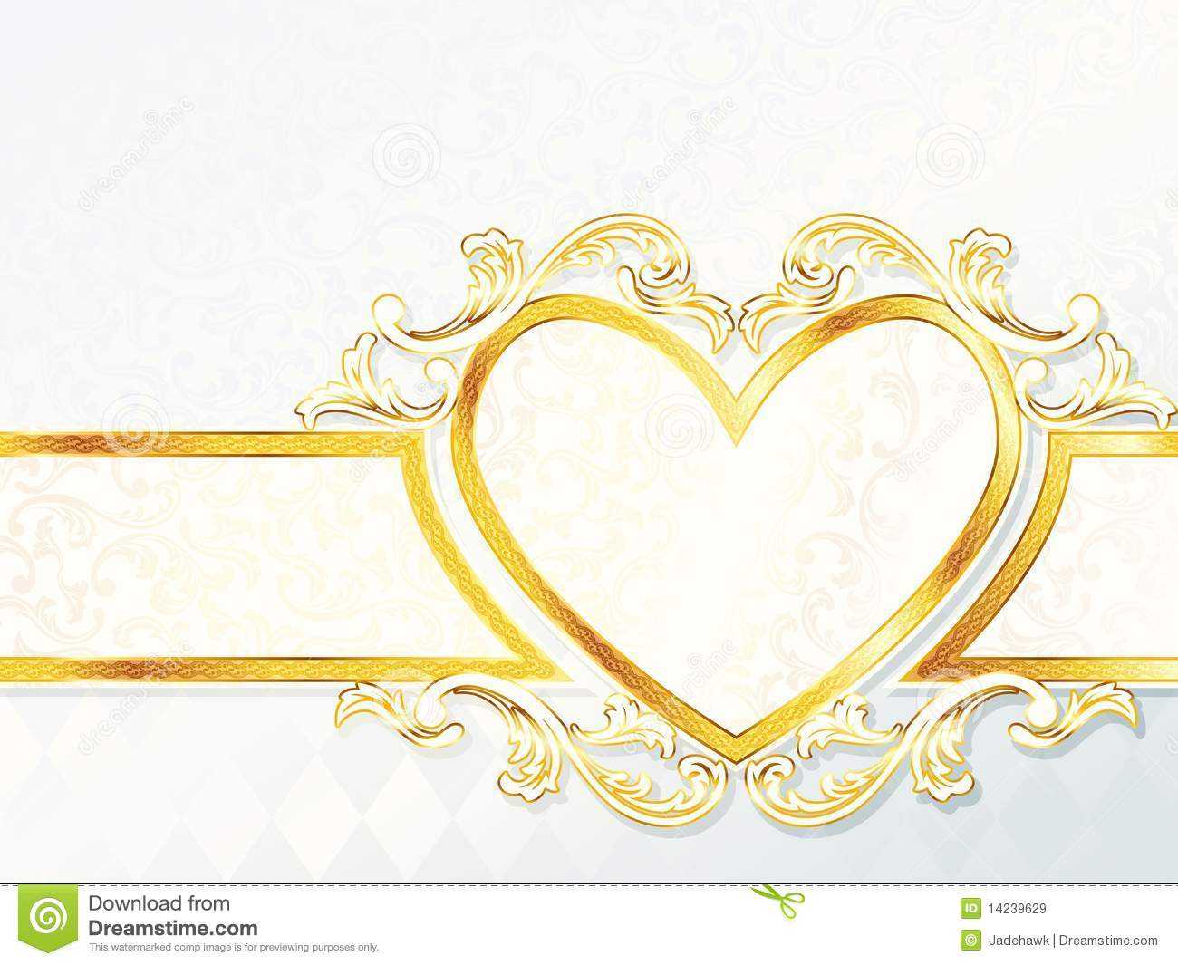 Horizontal Rococo Wedding Banner With Heart Emblem Stock Intended For Wedding Banner Design Templates