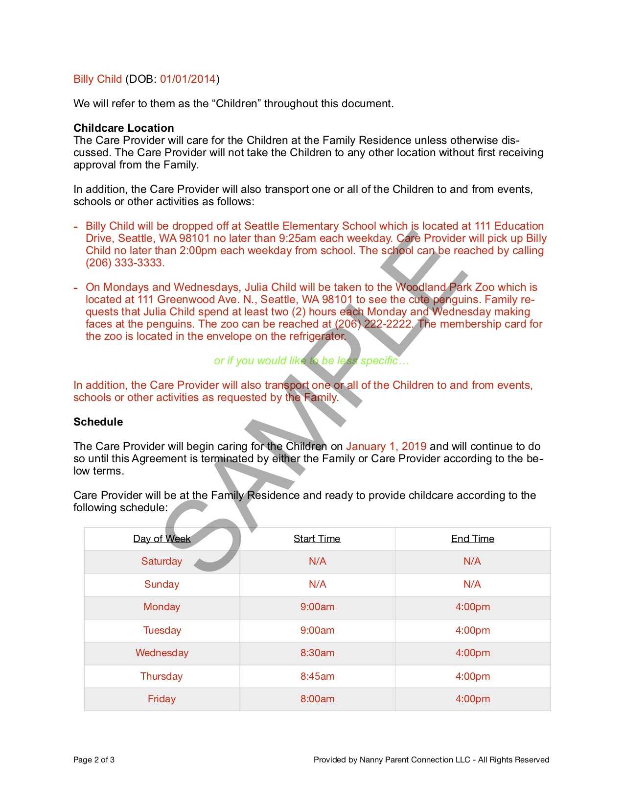 Household Employee Agreement | Nanny Parent Connection Pertaining To Nanny Contract Template Word