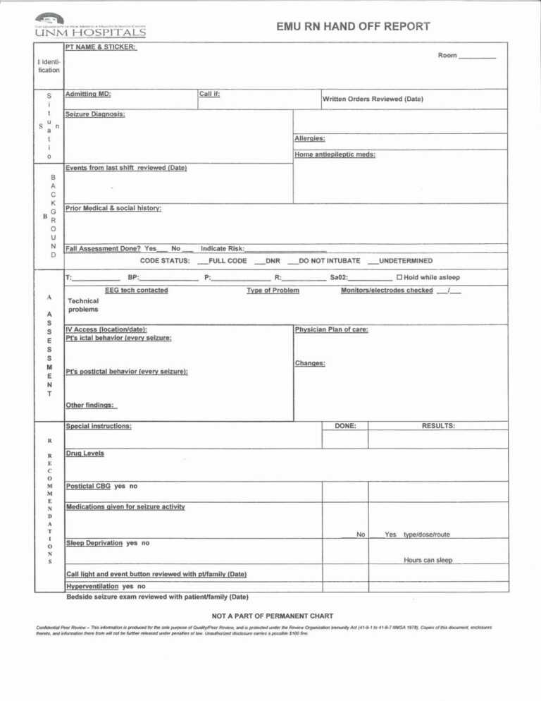 Nursing Handoff Report Template