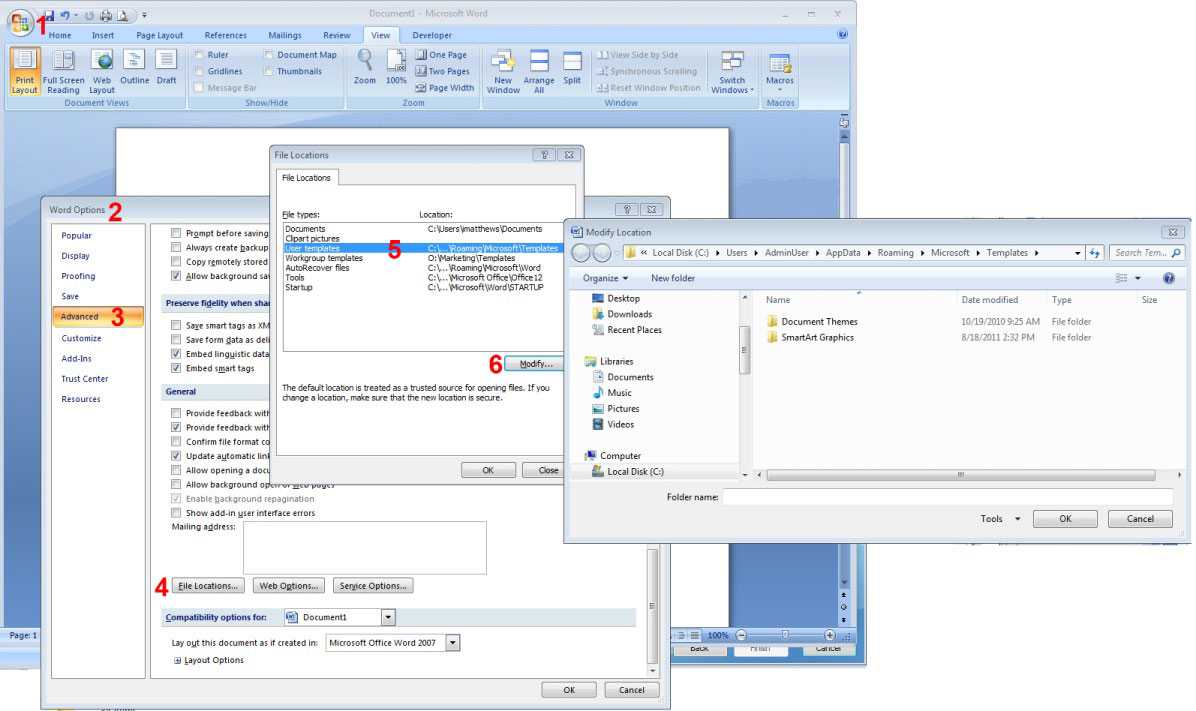 How To Reset Word 2007/2010/2013 Settings Without With Regard To Word 2010 Template Location