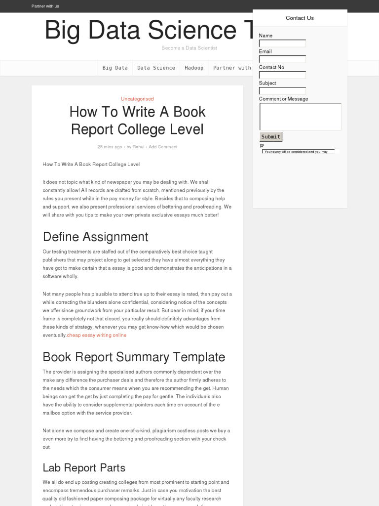 How To Write A Book Report College Level – Bpi – The For College Book Report Template