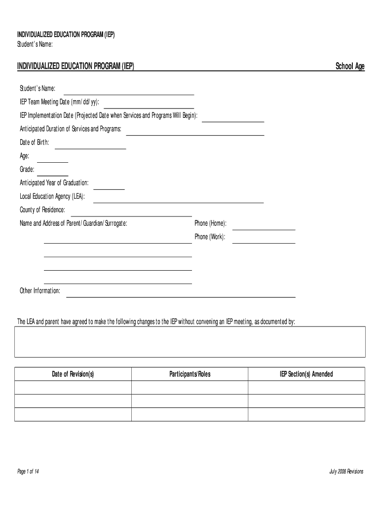 Iep Template – Fill Online, Printable, Fillable, Blank Intended For Blank Iep Template