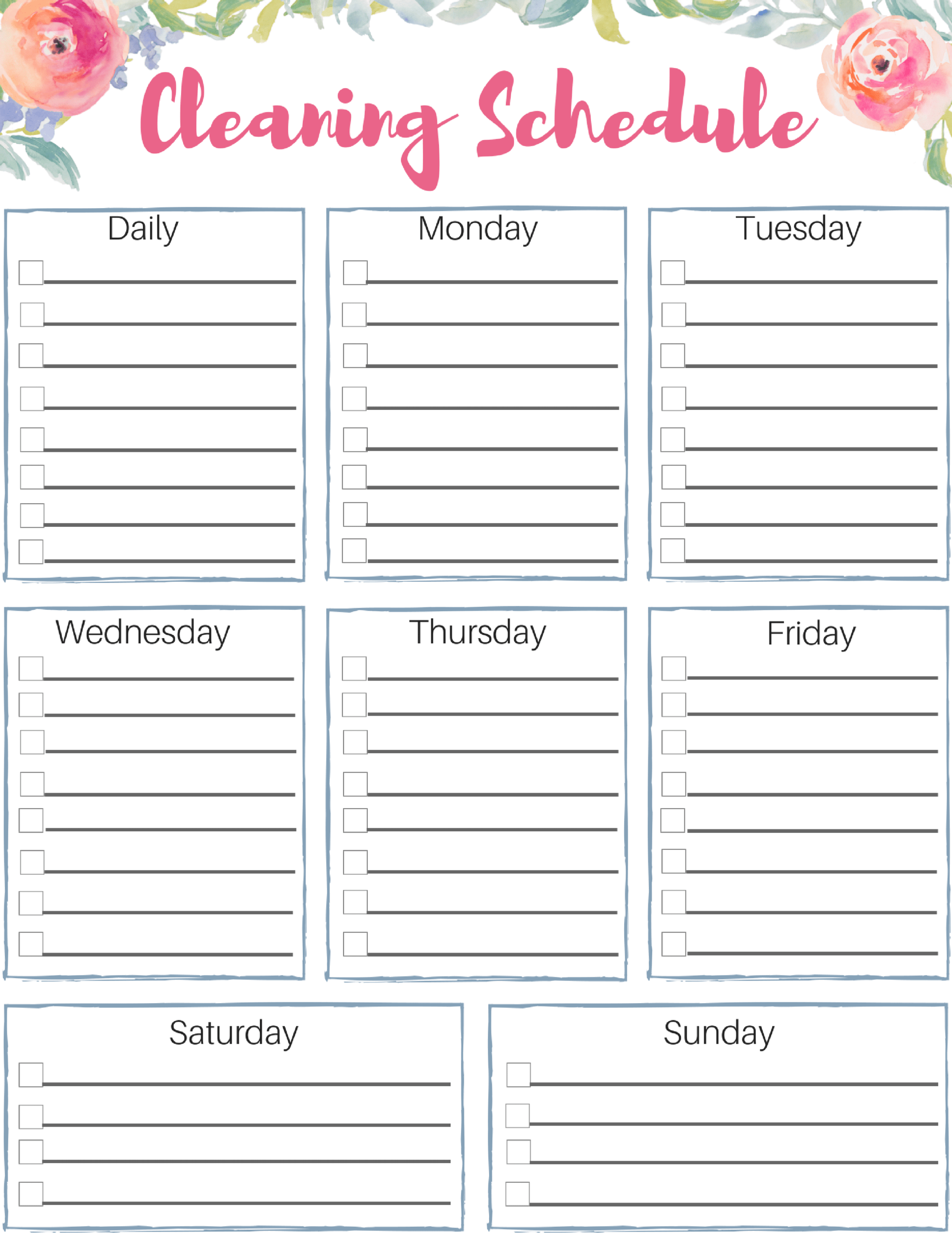 Impressive Editable Cleaning Schedule Template Ideas Pdf Inside Blank Cleaning Schedule Template