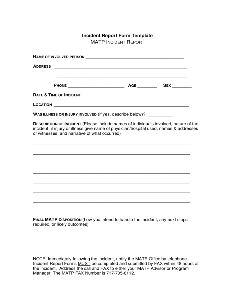 Incident Report Form – 7 Free Templates In Pdf, Word, Excel With Regard To Incident Report Form Template Word