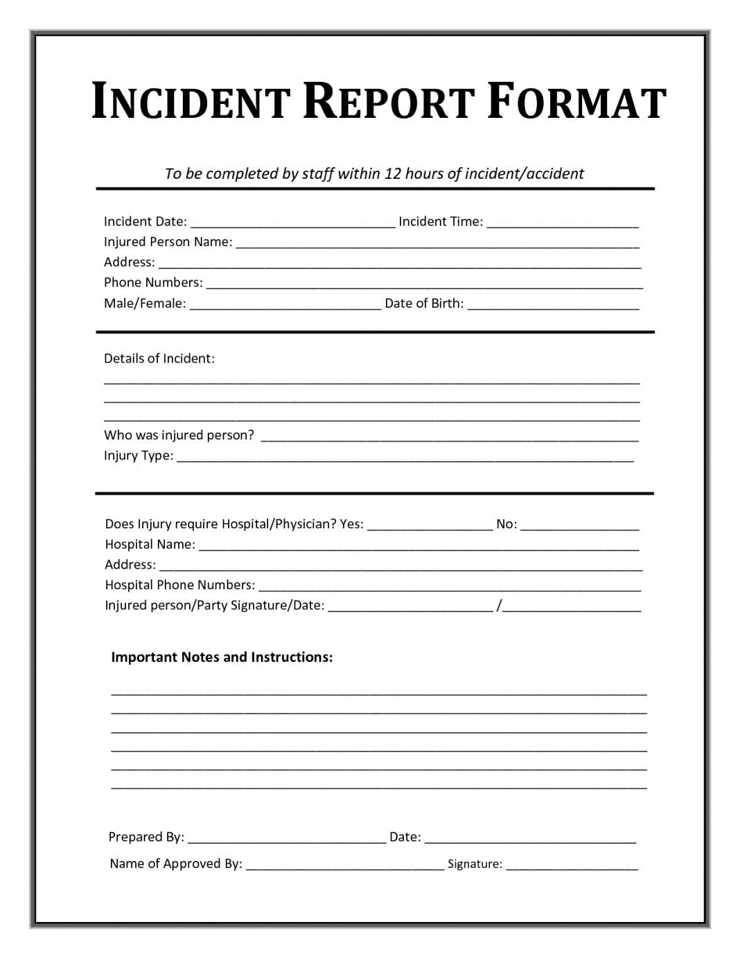 Incident Report Format Template Form Word Uk Document South In Incident Report Template Uk