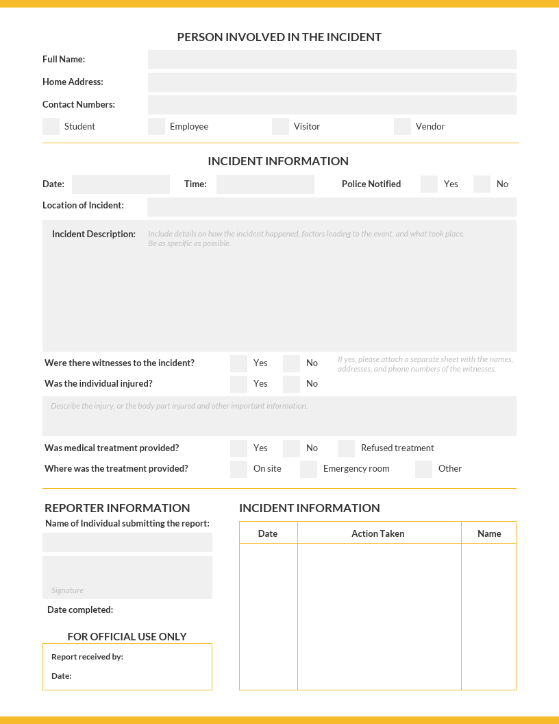 Incident Report Injury – Zohre.horizonconsulting.co With Ohs Incident Report Template Free