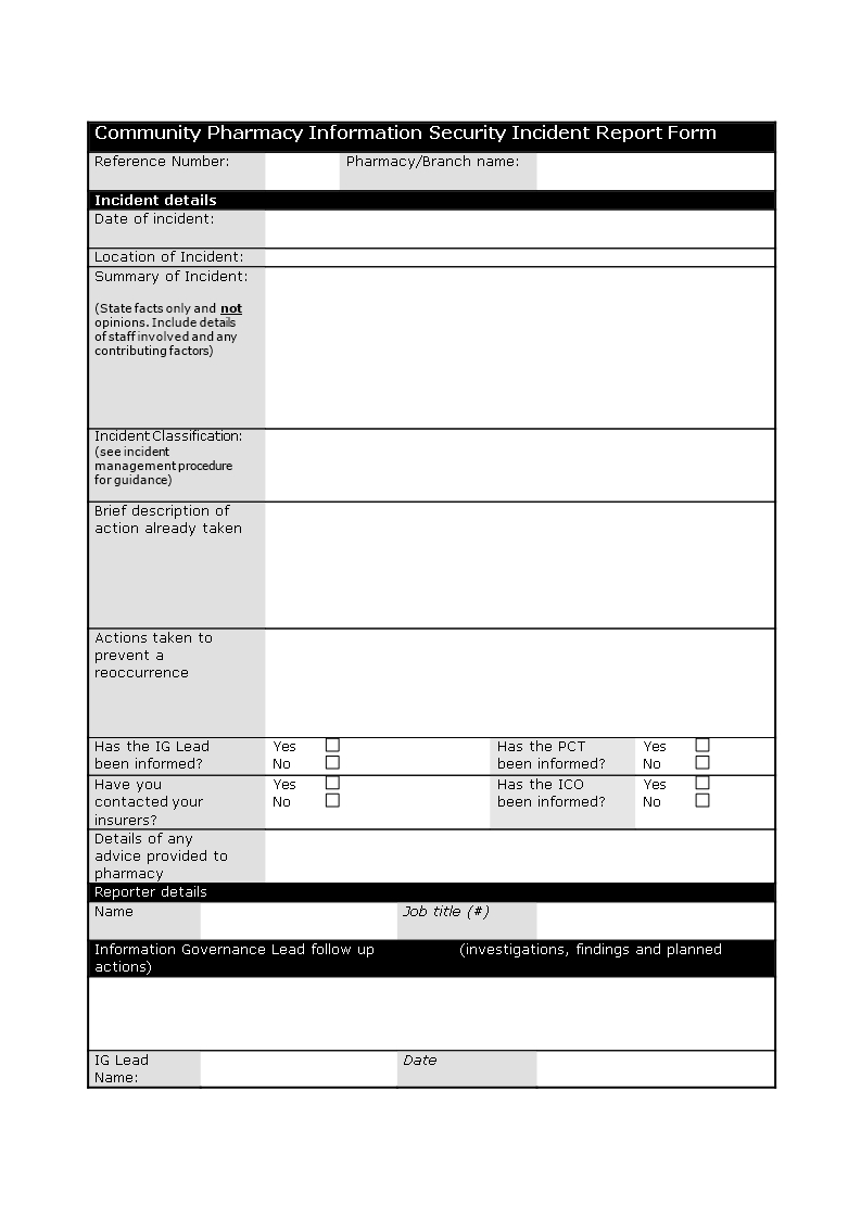 Information Security Incident Report Template | Templates At In Information Security Report Template