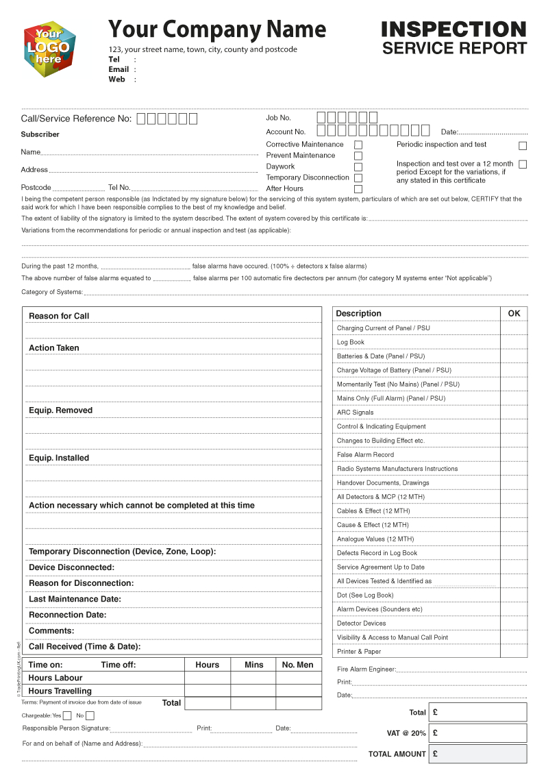 Inspection Service Report Template Artwork For Ncr Printed For Ncr Report Template