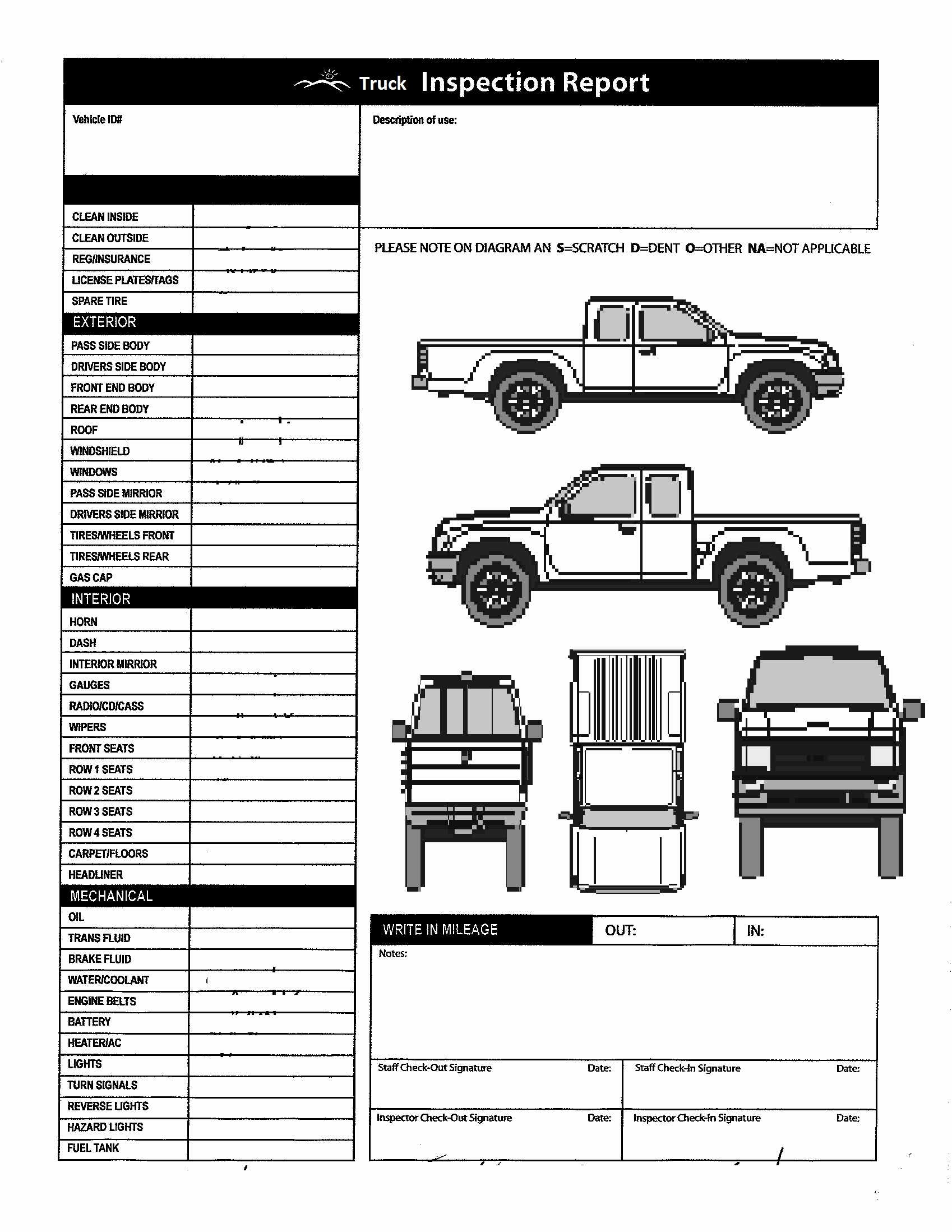 Inspection Spreadsheet Template Vehicle Checklist Excel Within Vehicle Checklist Template Word