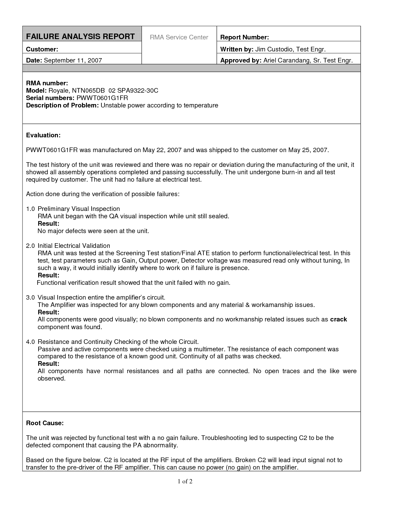 Inspirational Failure Analysis Report Template Sample With With Regard To Business Analyst Report Template