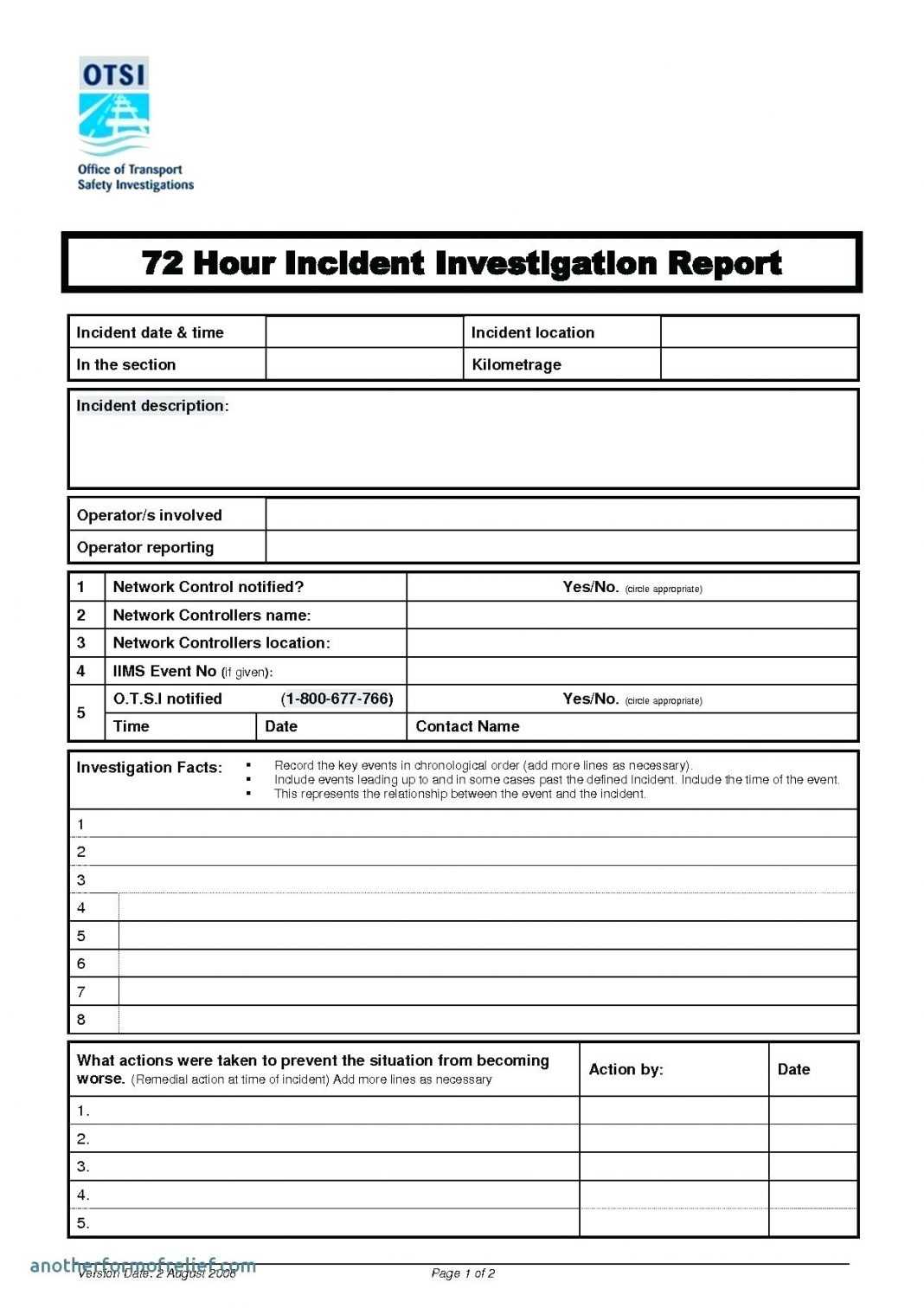 Investigation Report Template Excel Pdf Accident Format Free Regarding Deviation Report Template