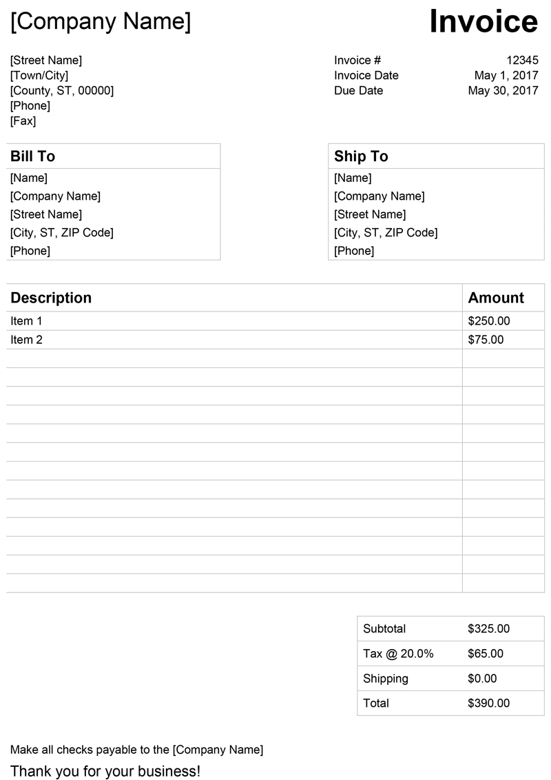 Invoice Template For Word – Free Simple Invoice Inside Free Invoice Template Word Mac