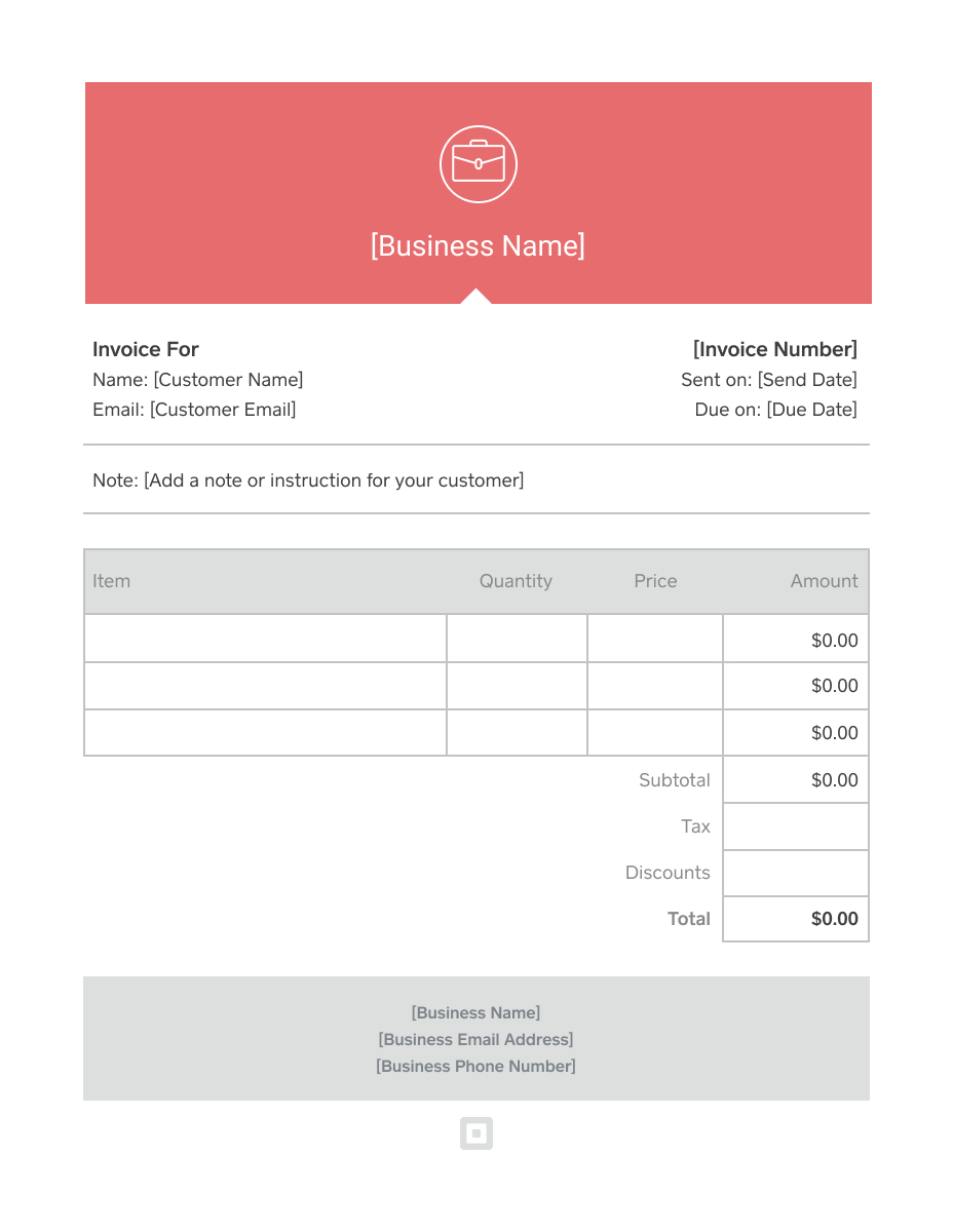 Invoice Template – Generate Custom Invoices | Square In Free Downloadable Invoice Template For Word
