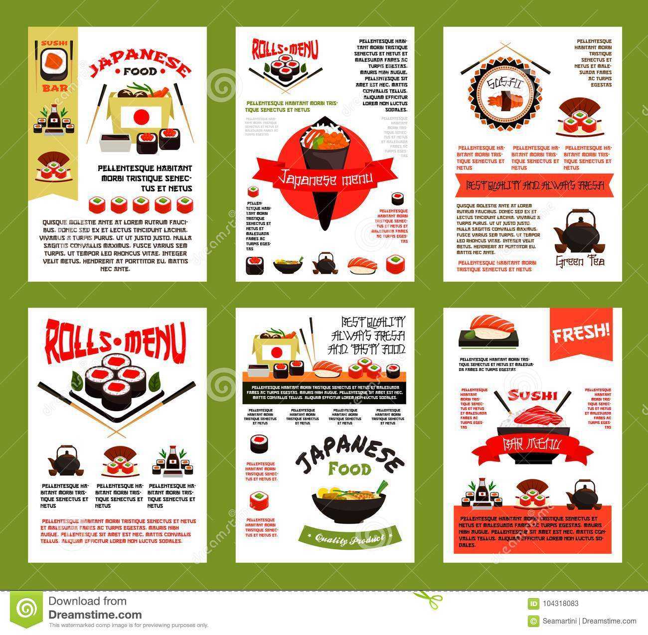 Japanese Food And Sushi Menu Banner Template Set Stock With Food Banner Template