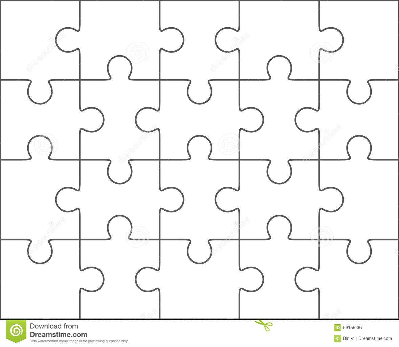 Jigsaw Puzzle Blank Template 4X5, Twenty Pieces Stock With Regard To Blank Jigsaw Piece Template
