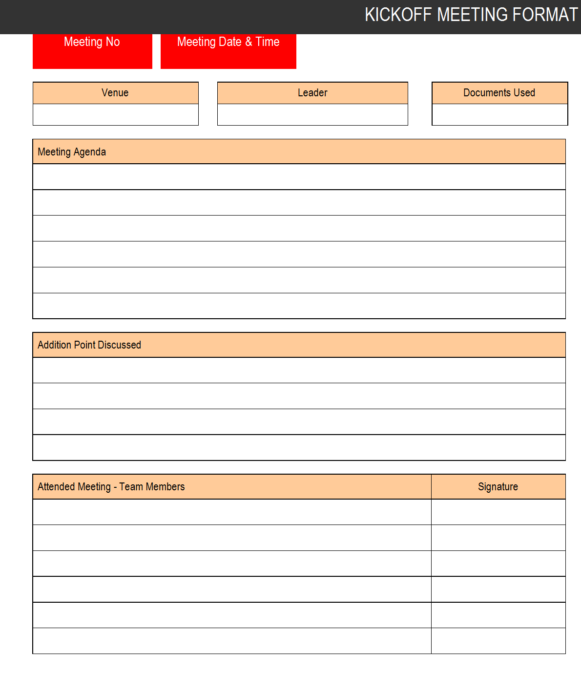 Kickoff Meeting Format – Within Free Meeting Agenda Templates For Word