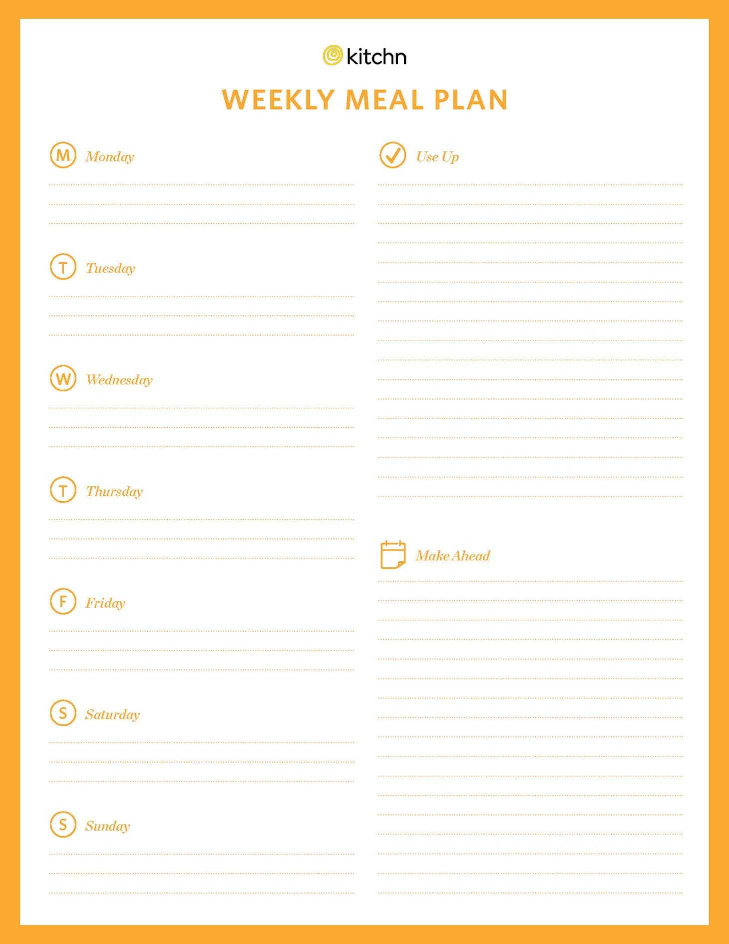 Kitchn's Meal Plan Template | Kitchn Intended For Blank Meal Plan Template