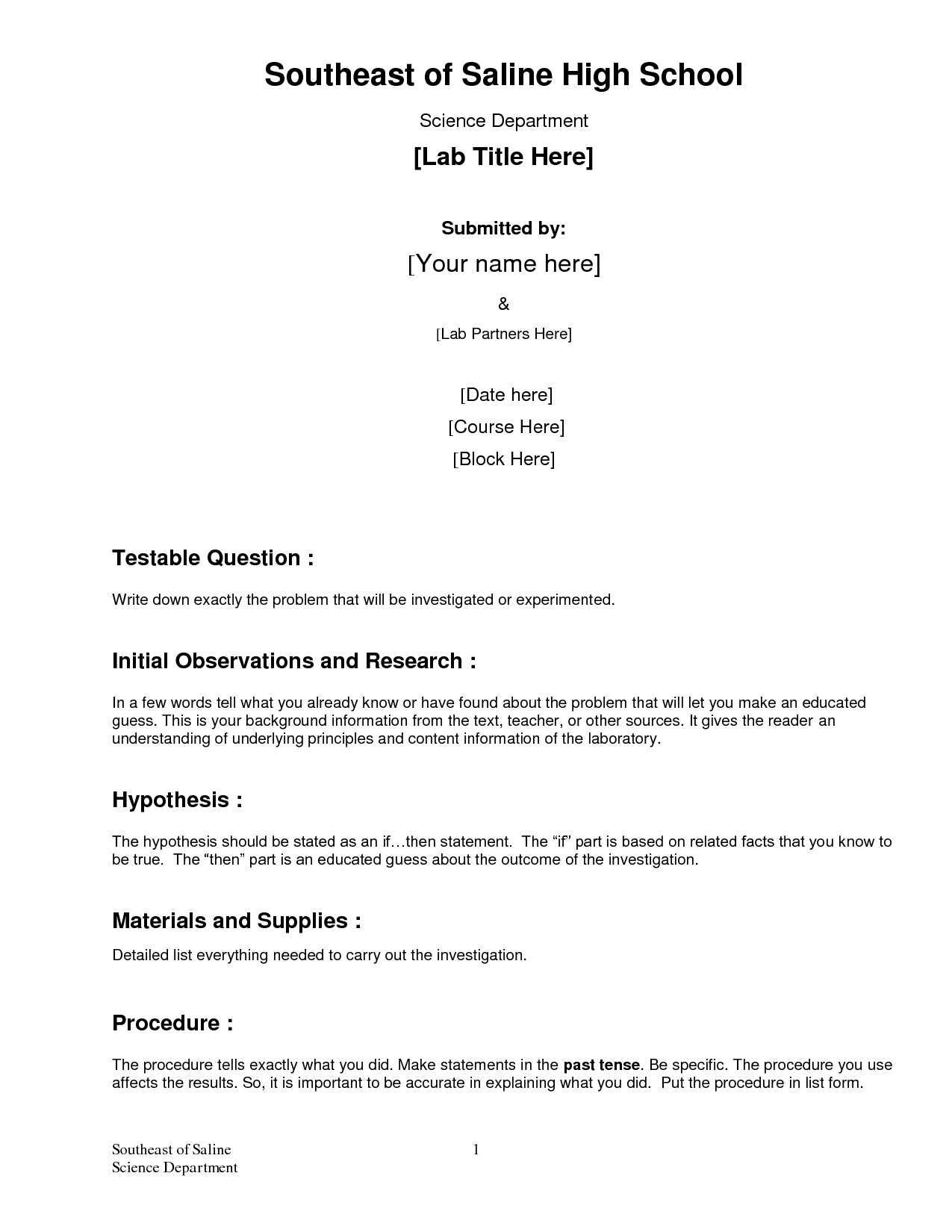 Lab Report Template – Zohre.horizonconsulting.co Within Science Experiment Report Template