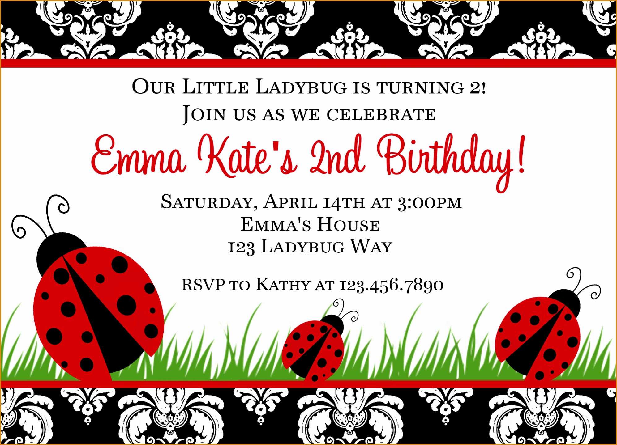 Ladybug Birthday Invitations Template Free – Zohre Throughout Blank Ladybug Template
