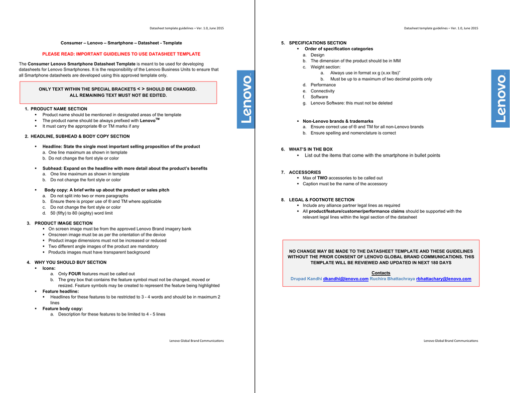 Lenovo Vibe K5 Plus Smartphone Data Sheet Template With Regard To Datasheet Template Word