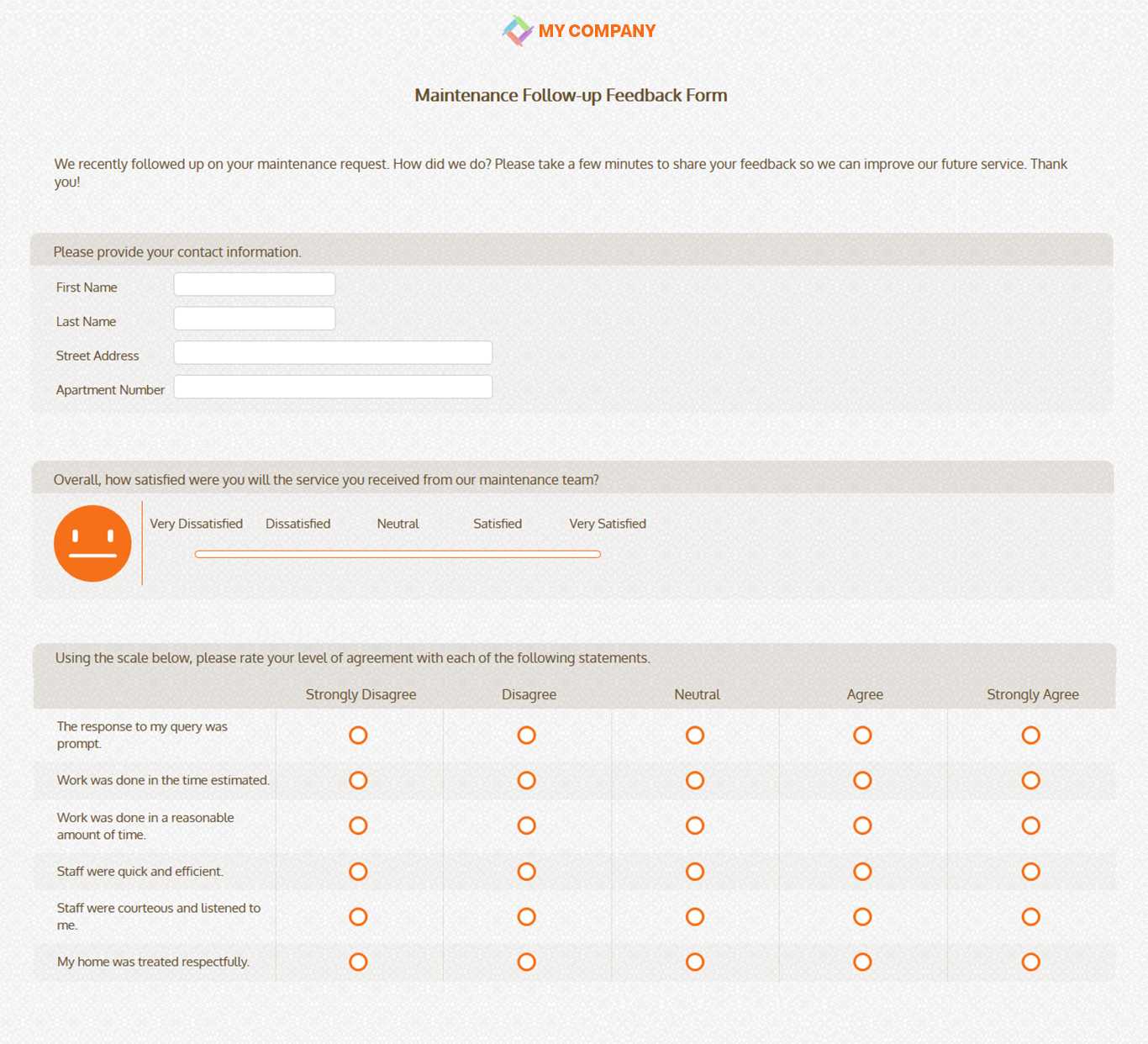 Maintenance Follow Up Feedback Form Template & Questions With Regard To Poll Template For Word